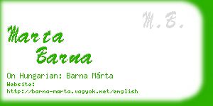 marta barna business card
